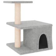 Kattenboom meubel toren klim speelgoed krabben schraper klimmen platform met sisal krabplanken licht 48 cm grijs 02_0022606