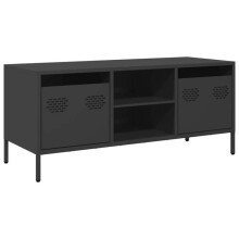 Meuble TV - HELLOSHOP26 - Etagère TV - Acier laminé - Noir - 101,5 x 39 x 43,5 cm