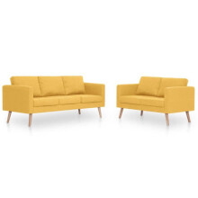 Conjunto de Sofá de 2 lugares para sala de estar interior peças tecido amarelo