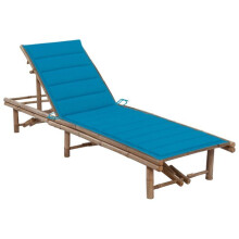 Chaise longue - Natural - Bambu - Confortável - Encosto ajustável - Almofada incluída