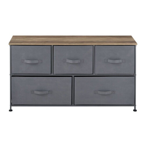Commode - Niet-geweven - 5 Laden - Metaal - 55 x 100 x 29 cm - Grijs 2