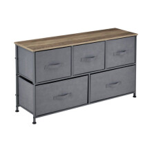 Commode - Não Tecido - 5 Gavetas - Metal - 55 x 100 x 29 cm - Cinza