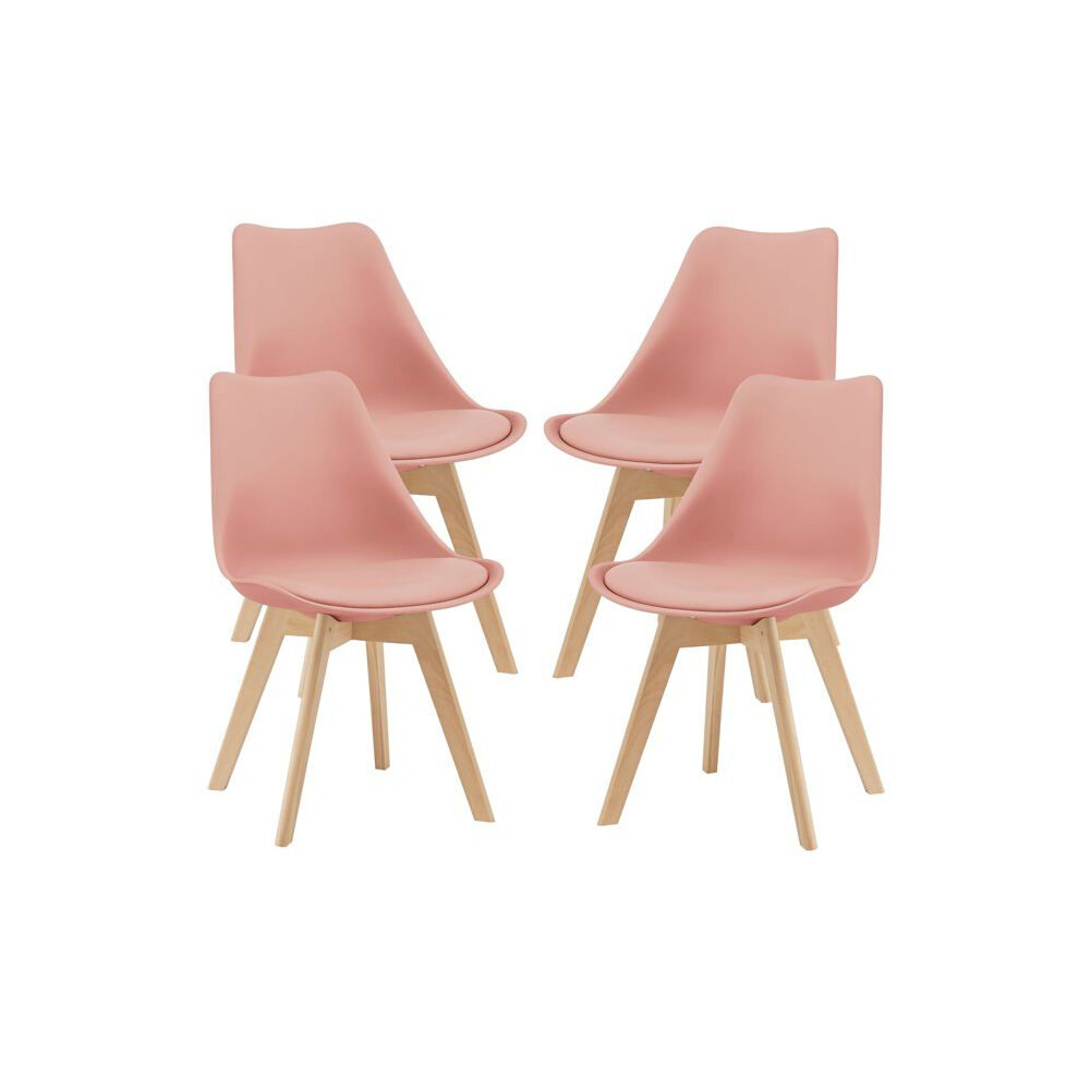 Set of 4 dining chairs faux leather beech pink 03_0006766