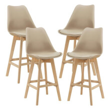 Barkrukken - Set van 4 - Beuken - Kunststof - Beige - 105 x 48 x 58 cm