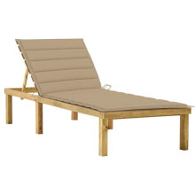 Transat - Imp - Silla larga de madera - Cojín beige - Resistente a la intemperie - Ajustable