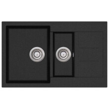 Fregadero de cocina de granito de doble lavabo negro 02_0002319
