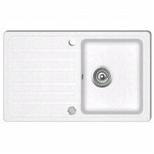 Fregadero de cocina reversible de 1 cubeta de granito con escurridor crema 02_0002306