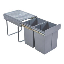 Poubelle encastrable 2 x 20 litres 48 x 34 x 42 cm gris 03_0008204