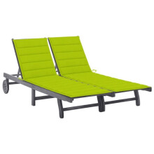 Transat - HELLOSHOP26 - Chaise longue de madera de acacia - 2 plazas - Cojín gris - Ajustable