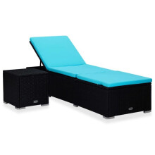 Transat - HELLOSHOP26 - Cadeira de praia - Resina trançada - Aço revestido - Almofada azul