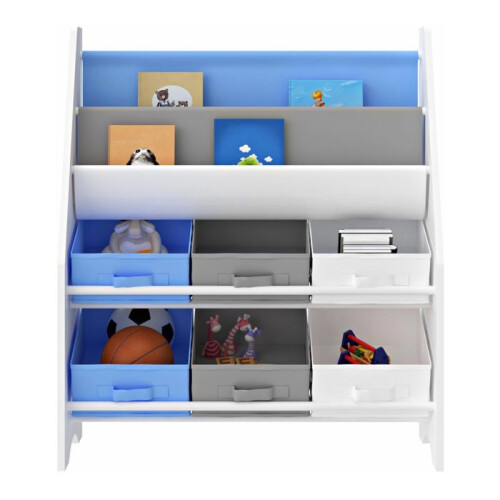 Scaffale per bambini con 6 scatole aperte bianco / grigio / blu 2