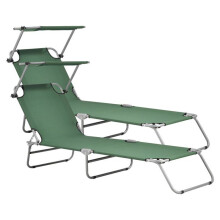 Set di 2 lettini con parasole in acciaio poliestere argento verde scuro 03_0006429