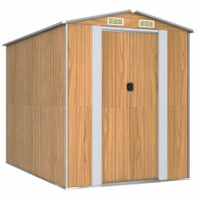 Cobertizo de jardín - Acero - Cabanon - 192 x 274 x 223 cm - Puertas correderas dobles - Marrón claro