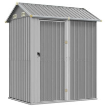 Cobertizo de jardín cabaña cobano casa de almacenamiento trastero exterior garaje herramientas robusto claro 192 x 152,5 x 237 cm acero