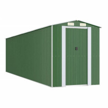 Cobertizo de jardín - Robusto - Acero galvanizado - 192 x 772 x 223 cm - Puertas correderas dobles - Verde