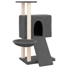 Kattenboom meubel toren klimmen speelgoed krabben schraper klimmen platform met sisal krabpalen donker 96 cm grijs 02_0022719