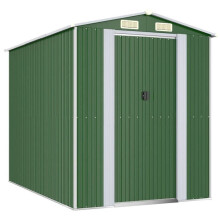 Casa de jardín - HELLOSHOP26 - 192 x 274 x 223 cm - Acero galvanizado - Verde - Puertas dobles correderas