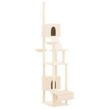 Kattenboom meubel toren klimmen speelgoed krabben krabpaal klimplatform van vloer tot plafond 277-303 cm crème 02_0022755