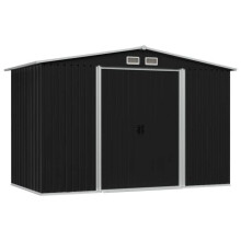 Cobertizo de jardín caseta cobano casa de almacenamiento trastero exterior garaje para herramientas robusto de acero 257 x 205 x 178 cm antracita