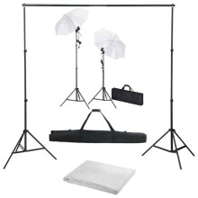 Kit de studio photo professionnel avec toile de fond blanc lampes et parapluies 02_0001494