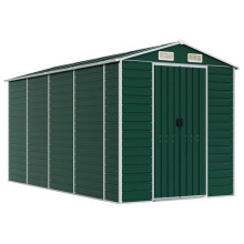 Abrigo de jardín - Robusto - Acero galvanizado - 191 x 385 x 198 cm - Verde - Con ventilación