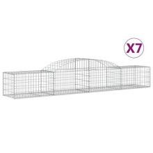 Paniers à gabions clôture cage mur de soutènement arqués 7 pcs 300 x 50 x 40/60 cm fer galvanisé Argent 02_0041114