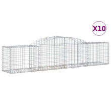 Paniers à gabions clôture cage mur de soutènement arqués 10 pcs 300 x 50 x 60/80 cm fer galvanisé Argent 02_0040268