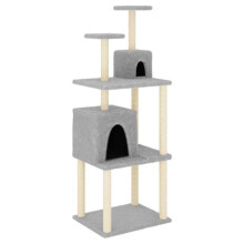 Árvore de gato - HELLOSHOP26 - 167 cm - Cinza claro - Postes em sisal - 2 casas e plataformas