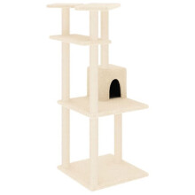 Kattenboom meubel toren klim speelgoed krabben krabber beklimming platform met sisal krabplanken 123 cm crème 02_0022464
