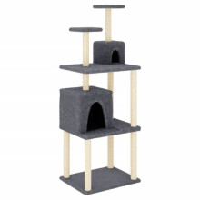 Kattenkrabpaal meubeltoren klimmen speeltje krabben schraper klimplatform met sisal krabplanken donker 167 cm grijs 02_0022680