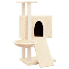 Kattenboom meubel toren klimmen speelgoed krabben schraper beklimming platform met sisal krabpalen 96 cm crème 02_0022536