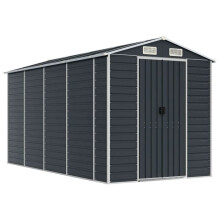 Abrigo de jardín - HELLOSHOP26 - Cabanón - Acero galvanizado - 191 x 385 x 198 cm - Resistente a la corrosión