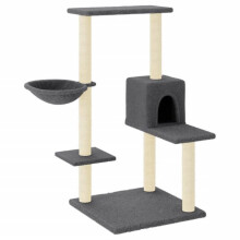 Árvore para gatos móvel torres escalar brinquedo arranhador arranhador escalar plataforma com arranhadores em sisal escuro 95 cm cinza 02_0022718
