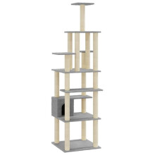 Kattenboom meubel toren klim speelgoed krabben schraper beklimming platform met sisal krabbers licht 183 cm grijs 02_0022596