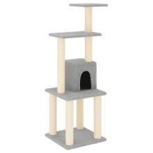 Kattenboom meubel toren klimmen speelgoed krabben krabpaal klimplatform met sisal krabbers lichtgrijs 105 cm grijs 02_0022543