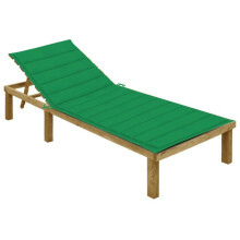 Transat - HELLOSHOP26 - Cadeira de praia em madeira - Almofada verde - Resistente às intempéries - Ajustável
