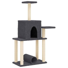 Árvore de gato móvel torre de escalar brinquedo arranhador arranhar escada plataforma com arranhadores em sisal escuro 122 cm cinza 02_0022649