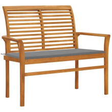 Banc de jardin meuble de patio d'extérieur terrasse avec coussin gris 112 cm bois de