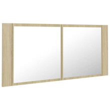 Armario de baño con espejo LED 100 x 12 x 45 cm acrílico roble 02_0006745