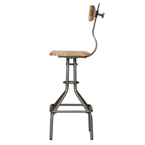 Cadeiras de bar - HELLOSHOP26 - Design - Madeira de teca reciclada maciça - Aço - Conjunto de 2 1