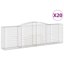 Paniers à gabions clôture cage mur de soutènement arqués 20 pcs 400 x 50 x 120/140 cm fer galvanisé Argent 02_0040644