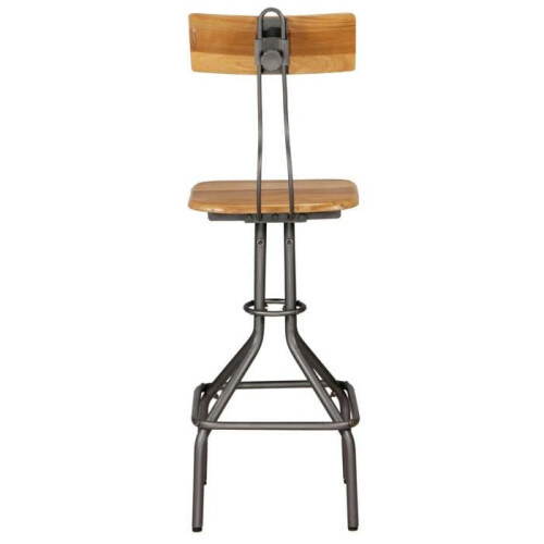 Cadeiras de bar - HELLOSHOP26 - Design - Madeira de teca reciclada maciça - Aço - Conjunto de 2 2