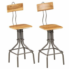 Cadeiras de bar - HELLOSHOP26 - Design - Madeira de teca reciclada maciça - Aço - Conjunto de 2
