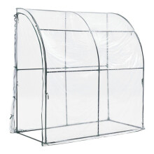 Tuinserre tegen de muur van staal en PVC met ritsdeur 100 x 200 x 215 cm 03_0008248