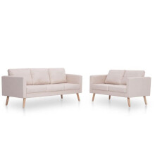 Conjunto de Sofá - HELLOSHOP26 - 2/3 lugares - Tecido creme - Removível - Conforto macio