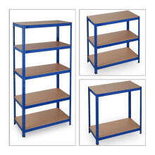 Zware draagbare kast met clips voor de kelder en garage 180 cm blauwe staal