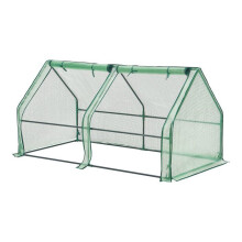 Châssis de jardin - Nissewaard - 180x90x90 cm - Acier et polyéthylène - 2 fenêtres zippées - Vert
