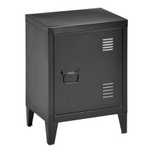 Mesa de cabeceira - Aço laminado - Preto fosco - 57 x 40 x 30 cm - 1 porta - Design contemporâneo