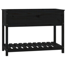 Jardinière bac lit surélevé plantes fleurs terrasse jardin avec étagère 111,5 x 54 x 81 cm bois massif de pin noir 02_0038388