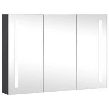 Badkamerkast - Zwart - 89 x 14 x 62 cm - LED Spiegel - 5 planken - Eigentijds